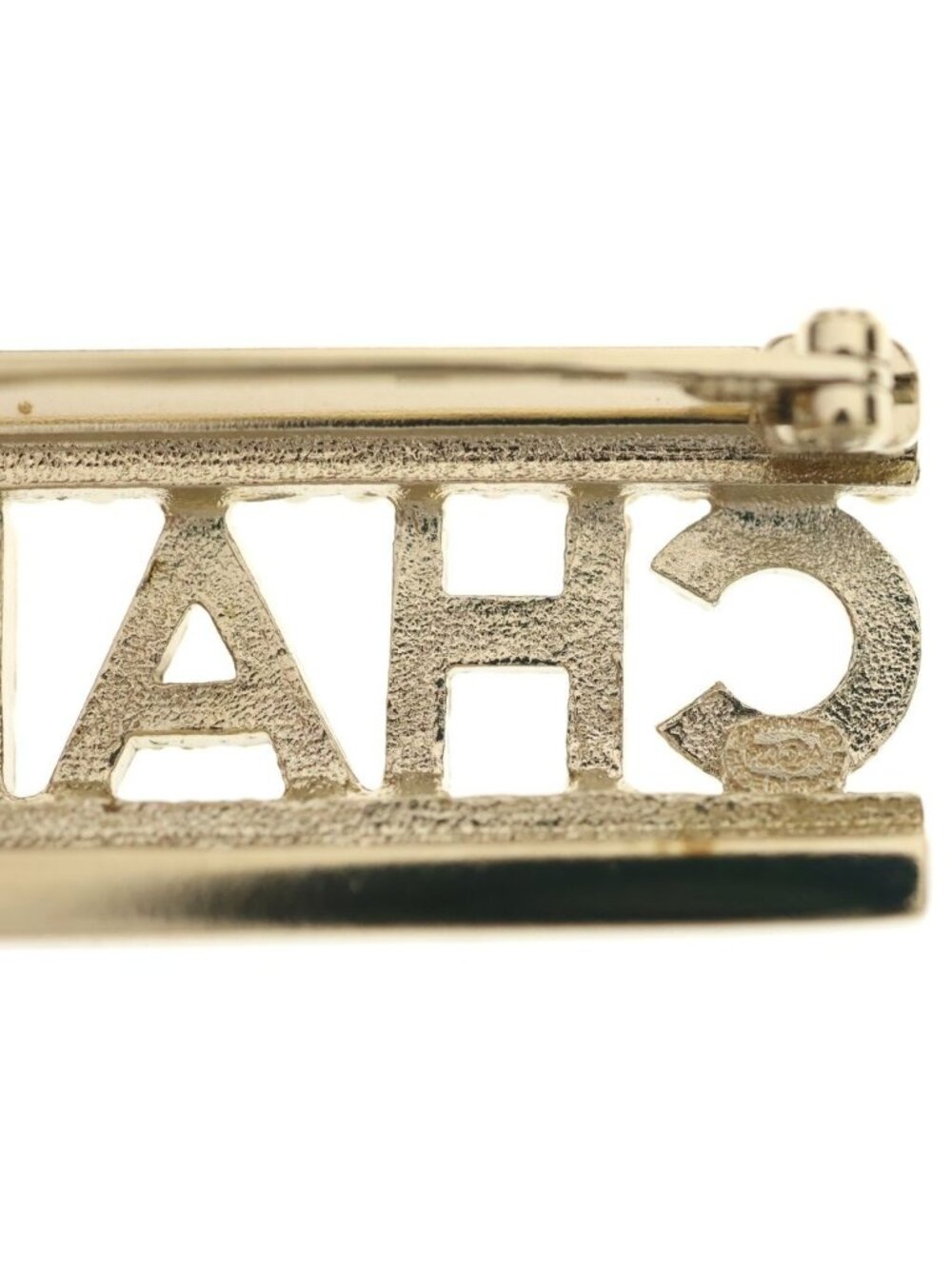 Chanel Logo Rhinestone Brooch Gold - Picture 5 of 6